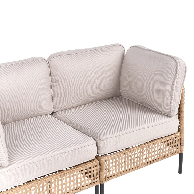 Sofa udendørs 2-personers Omegana kunstflet - Beige/Sort - Havemøbler - Havesofaer & bænke