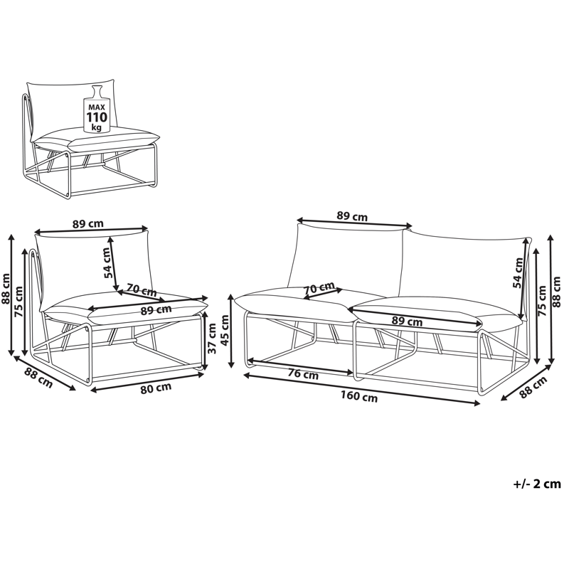 Sofagruppe udendørs 3-personers Pico - Grå - Have - Udendørs miljø - Altan & terrasse - Altanmøbler
