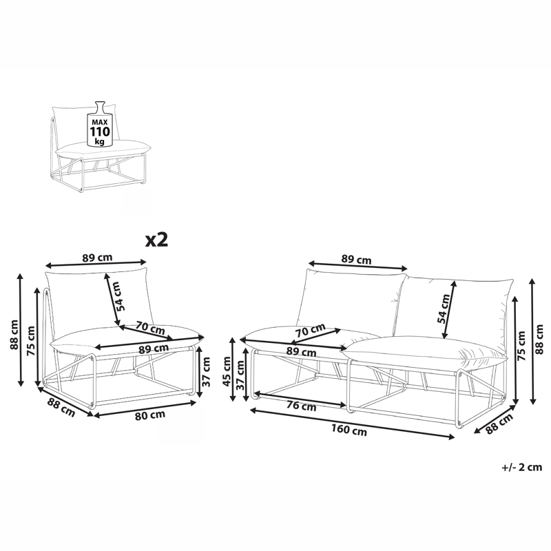 Sofagruppe udendørs 4-personers Pico - Grå - Have - Udendørs miljø - Altan & terrasse - Altanmøbler