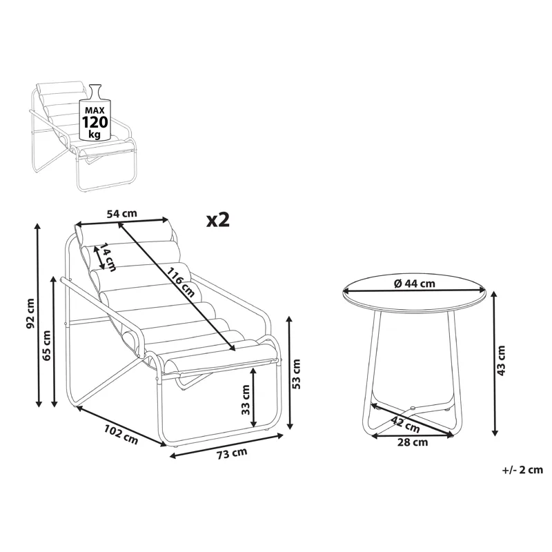 Sofagruppe udendørs med bord 2-personers Pasto - Grå/Beige - Havemøbler - Balkon - Balkonmøbler - Altansæt