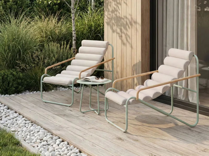 Sofagruppe udendørs med bord 2-personers Pasto - Grøn/Beige - Havemøbler - Balkon - Balkonmøbler - Altansæt