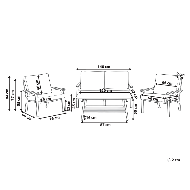 Sofagruppe udendørs med bord 4-personers Orero - Beige/Hvid/Brun - Have - Udendørs miljø - Altan & terrasse - Altanmøbler