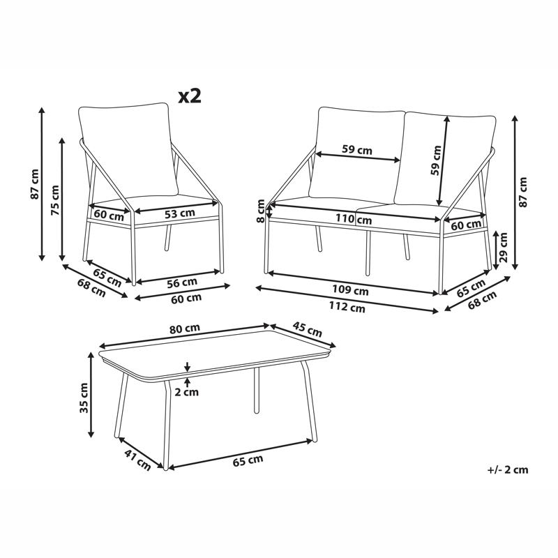 Sofagruppe udendørs med bord 4-personers Ustica - Sort/Hvid - Have - Udendørs miljø - Altan & terrasse - Altanmøbler
