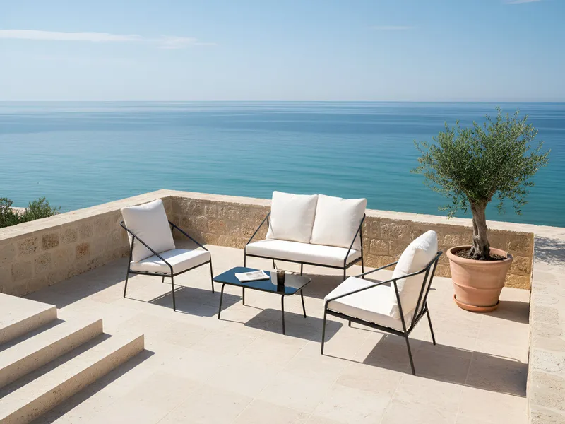 Sofagruppe udendørs med bord 4-personers Ustica - Sort/Hvid - Have - Udendørs miljø - Altan & terrasse - Altanmøbler