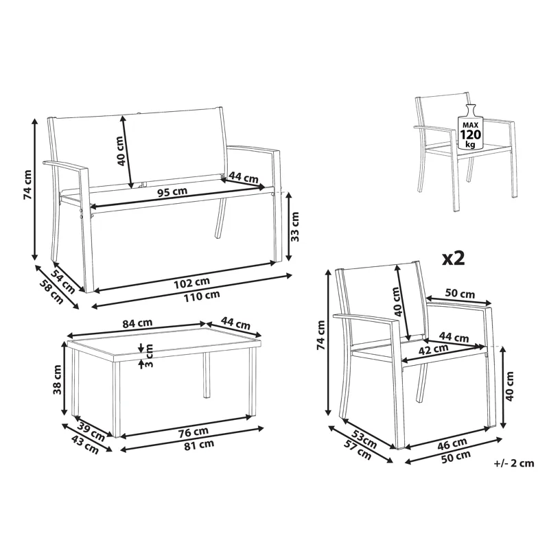 Sofagruppe udendørs med bord 4-personers Tavoleto - Grå - Have - Udendørs miljø - Altan & terrasse - Altanmøbler