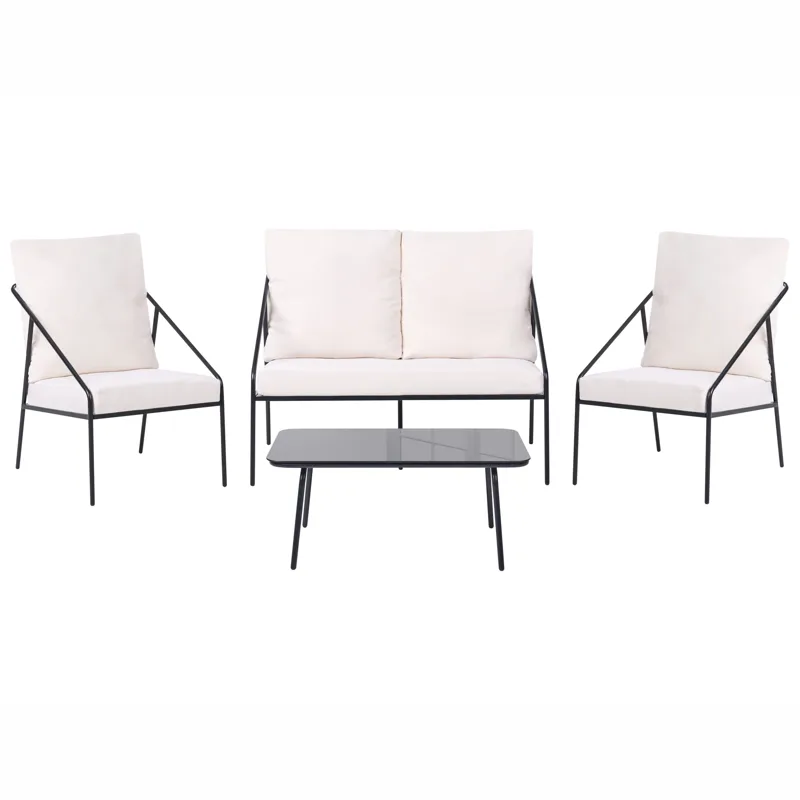 Sofagruppe udendørs med bord 4-personers Ustica, Sort/Hvid