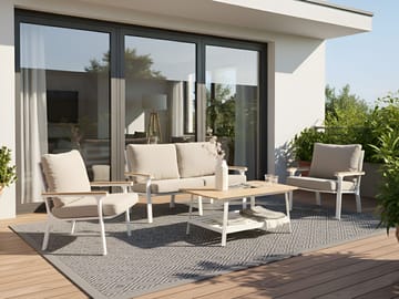 Sofagruppe udendørs med bord 4-personers Orero - Beige/Hvid/Brun - Havemøbler - Loungemøbler - Sofagrupper udendørs