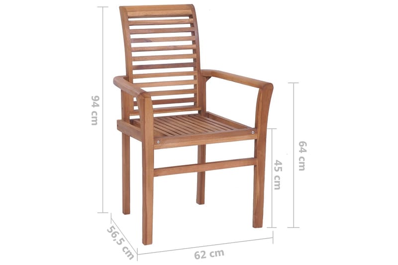 spisebordsstole 8 stk. med hynder massivt teaktræ - Brun - Spisebordsstole udendørs - Altanstole