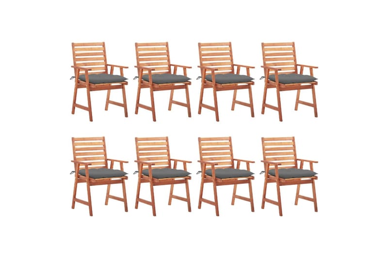 spisebordsstole til haven 8 stk. med hynder akacietræ - Brun - Spisebordsstole udendørs - Altanstole