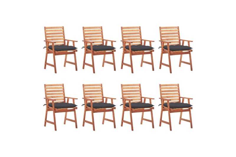 spisebordsstole til haven 8stk. med hynder massivt akacietræ - Brun - Spisebordsstole udendørs - Altanstole