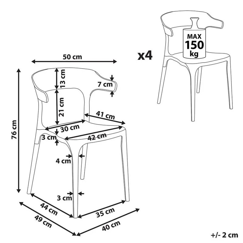 Spisestol Gubbio 4-pak - Rosa - Havemøbler - Balkon - Balkonmøbler - Altanstole