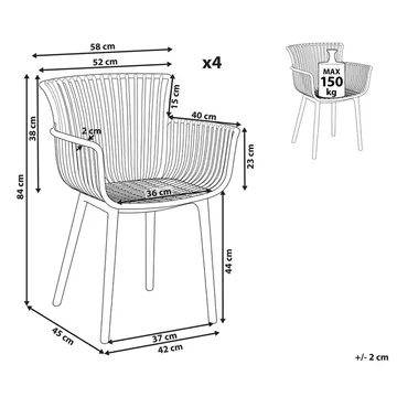 Spisestol Pesaro 4-pak - Havemøbler - Balkon - Balkonmøbler - Altanstole