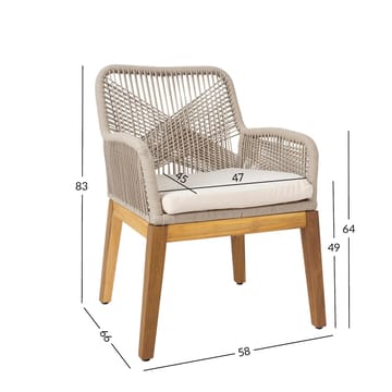 Stol HOME4YOU Florida 58x66x83 cm Akacie, beige - Beige - Havemøbler - Balkon - Balkonmøbler - Altanstole