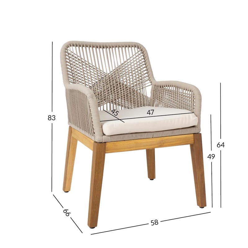 Stol HOME4YOU Florida 58x66x83 cm Akacie, beige - Beige - Havemøbler - Balkon - Balkonmøbler - Altanstole