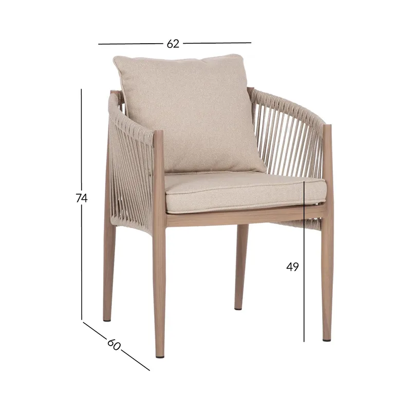 Stol HOME4YOU Medina 62x60x74 cm Beige - Beige - Havemøbler - Balkon - Balkonmøbler - Altanstole