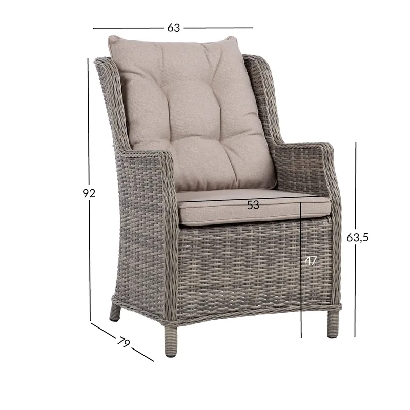 Stol HOME4YOU Trento Lysegrå - Lysegrå - Havemøbler - Balkon - Balkonmøbler - Altanstole