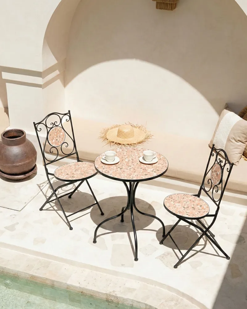 Stol udendørs Adrano foldbar - Sort/Orange - Havemøbler - Balkon - Balkonmøbler - Altanstole