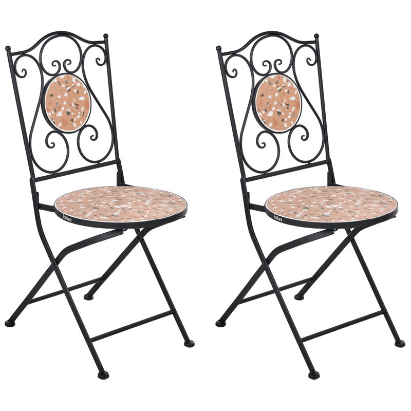 Stol udendørs Adrano foldbar - Sort/Orange - Havemøbler - Balkon - Balkonmøbler - Altanstole