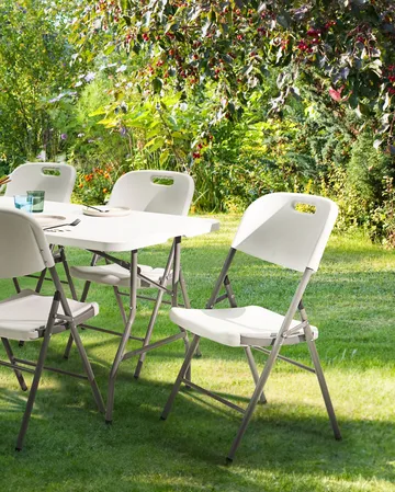 Stol udendørs Cugnoli foldbar - Hvid/Sølv - Havemøbler - Balkon - Balkonmøbler - Altanstole