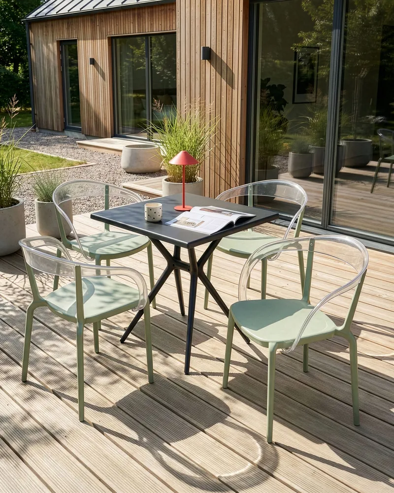Stol udendørs Malevizi stabelbar - lysegrøn/transparent - Havemøbler - Balkon - Balkonmøbler - Altanstole