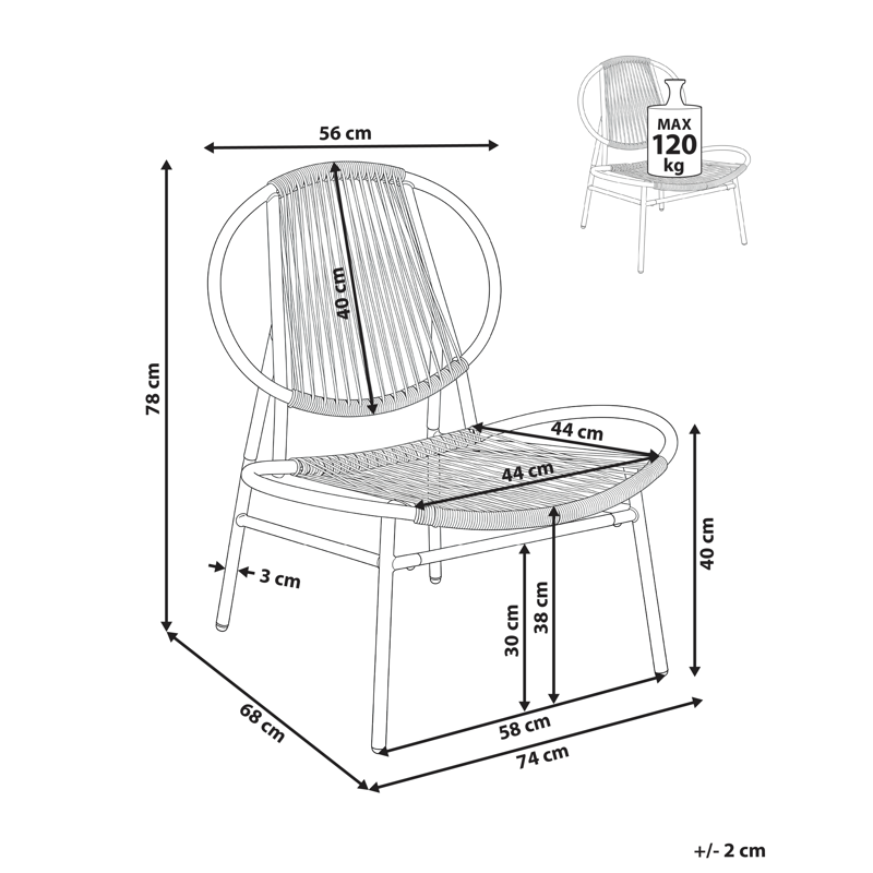 Stol udendørs Ovaro kunstflet - Beige - Havemøbler - Balkon - Balkonmøbler - Altanstole