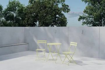 Tao cafésæt udendørs - Lys gul - Havemøbler - Balkon - Balkonmøbler - Altansæt