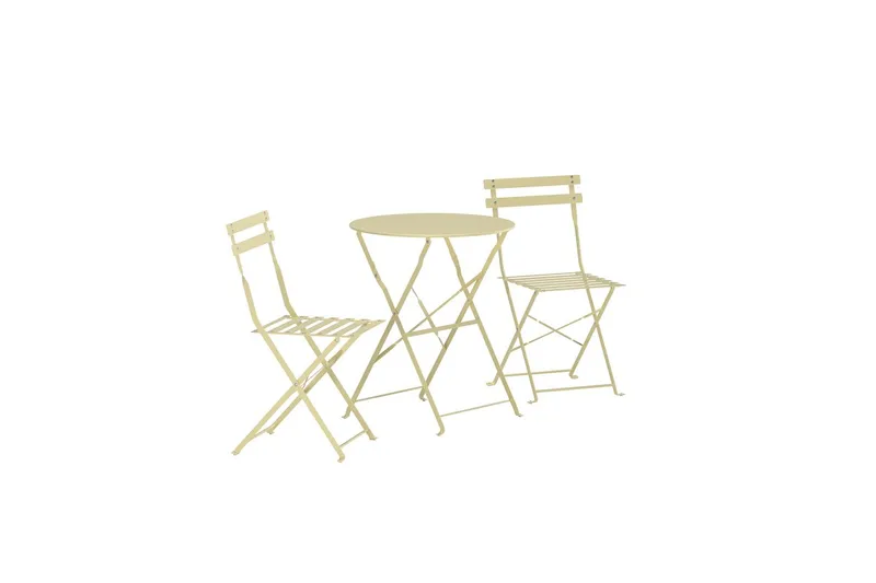 Tao cafésæt udendørs - Lys gul - Havemøbler - Balkon - Balkonmøbler - Altansæt