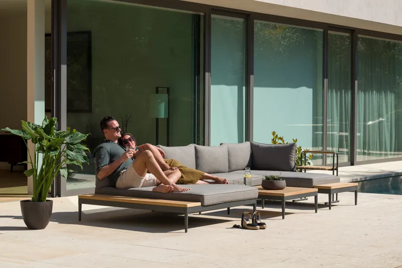 TOPAZ Daybed XL - Træ/Grå - Havemøbler - Balkon - Balkonmøbler - Altanbænke