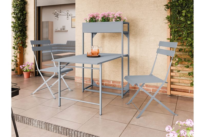 Tourra Lille Altangruppe 2-personers – Cafésæt til altan og udendørs - Grå - Havemøbler - Balkon - Balkonmøbler - Altansæt