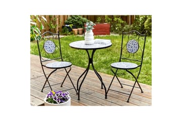 Trädgårdsbord Beliani Camprena Black||blue||White - Havemøbler - Balkon - Balkonmøbler - Altanborde