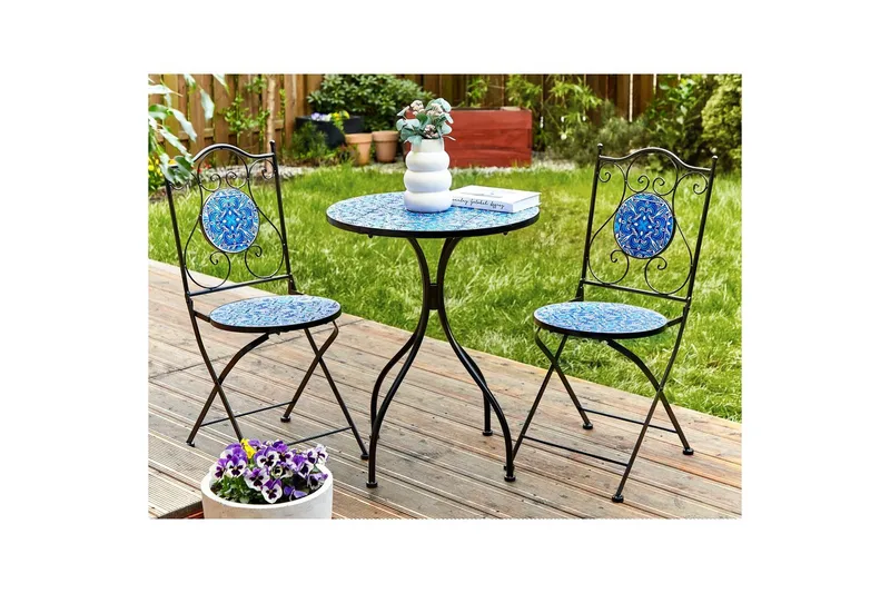 Trädgårdsbord Beliani Cigliano Black||blue - Havemøbler - Balkon - Balkonmøbler - Altanborde