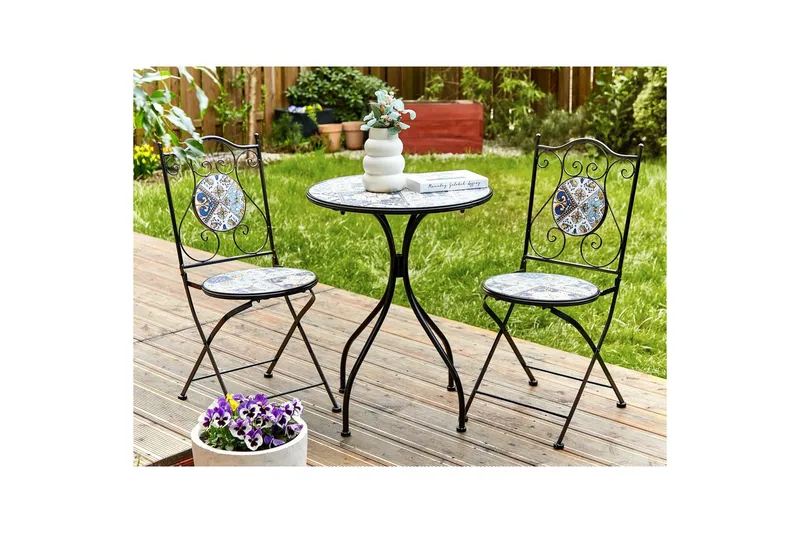 Trädgårdsbord Beliani Civita Black||blue||Brown - Havemøbler - Balkon - Balkonmøbler - Altanborde