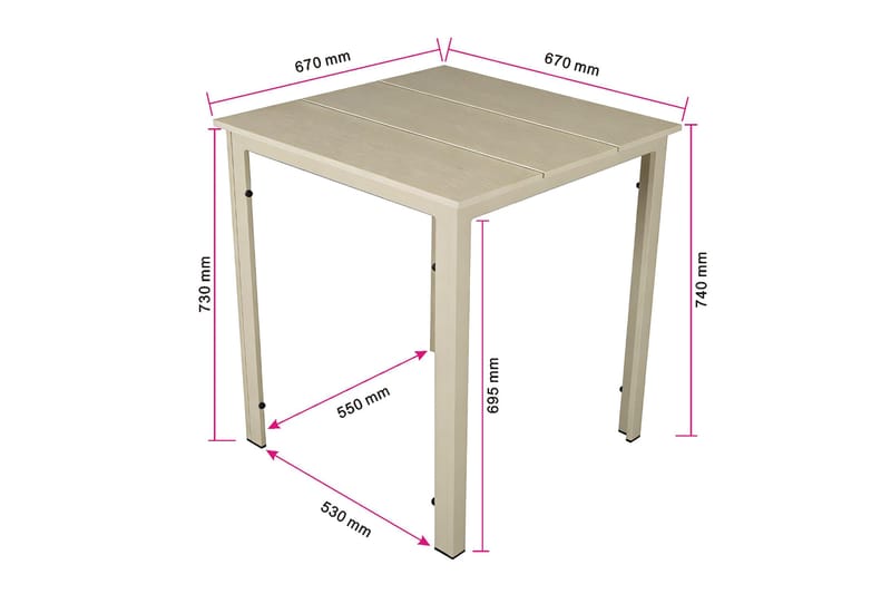 Tunis Cafebord Udendørs 70x70 cm - Beige - Havemøbler - Balkon - Balkonmøbler - Altanborde