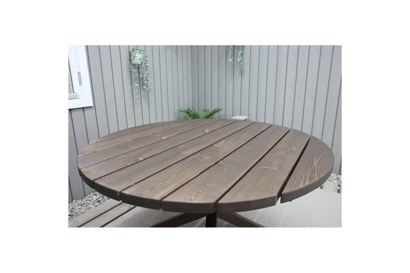 Udendørs møbelgruppe Ø 112 cm bord & 4 Levanto grå stole Brun - Brun - Havemøbler - Udendørsgruppe - Havesæt