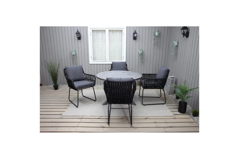 Udendørs møbelgruppe Ø 112 cm bord & 4 Levanto grå stole Grå - Grå - Havemøbler - Udendørsgruppe - Havesæt