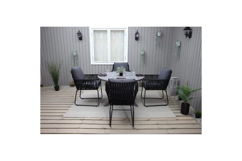 Udendørs møbelgruppe Ø 112 cm bord & 4 Levanto grå stole Grå - Grå - Havemøbler - Udendørsgruppe - Havesæt
