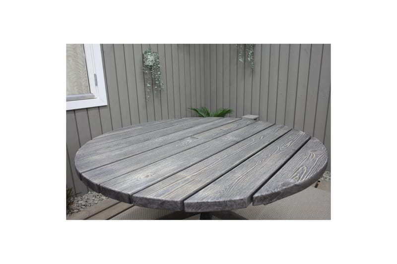 Udendørs møbelgruppe Ø 112 cm bord & 4 Levanto grå stole Grå - Grå - Havemøbler - Balkon - Balkonmøbler - Altansæt