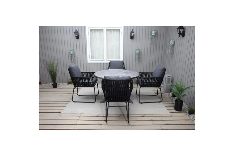 Udendørs møbelgruppe Ø 112 cm bord & 4 Levanto grå stole Grå - Grå - Havemøbler - Udendørsgruppe - Havesæt