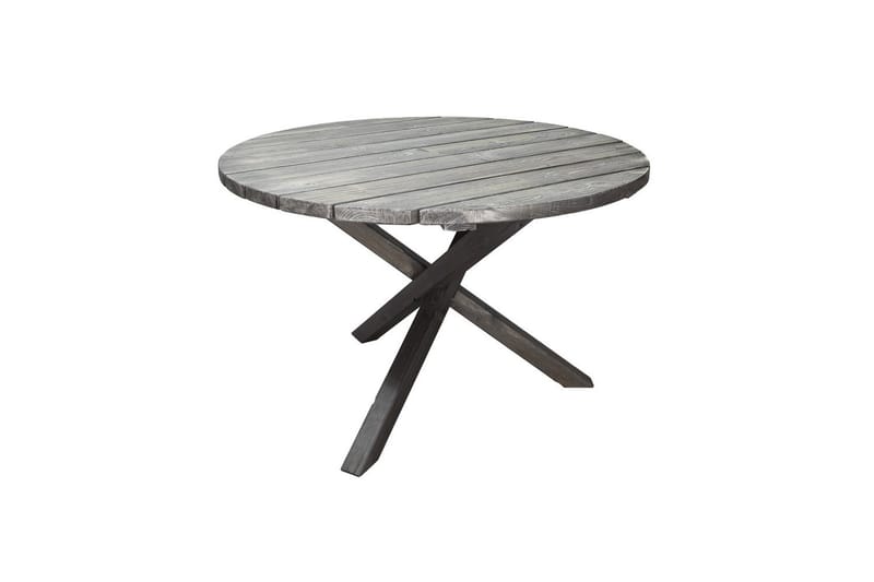 Udendørs møbelgruppe Ø 112 cm bord & 4 Merida naturlige stole Grå - Grå - Havemøbler - Balkon - Balkonmøbler - Altansæt