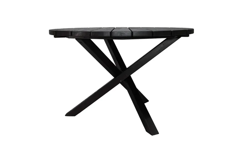 Udendørs møbelgruppe Ø 112 cm bord & 4 Merida naturlige stole Sort - Sort - Havemøbler - Udendørsgruppe - Havesæt