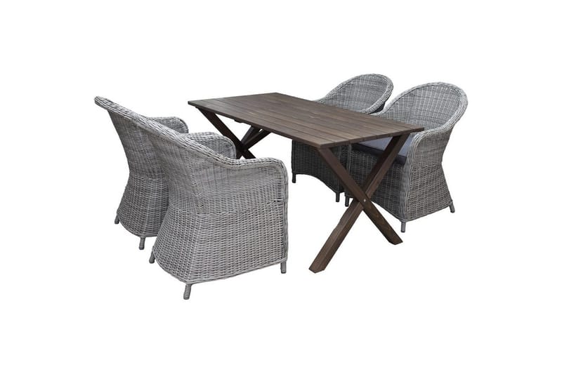 Udendørs møbelgruppe 150 cm Bord & 4 Belize grå stole Brun, Brun