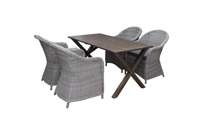 Udendørs møbelgruppe 150 cm Bord & 4 Belize grå stole Brun - Brun - Havemøbler - Balkon - Balkonmøbler - Altansæt