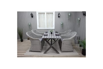 Udendørs møbelgruppe 150 cm Bord & 4 Belize grå stole Grå - Grå - Havemøbler - Udendørsgruppe - Havesæt
