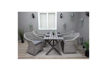 Udendørs møbelgruppe 150 cm Bord & 4 Belize grå stole Grå - Grå - Havemøbler - Udendørsgruppe - Havesæt