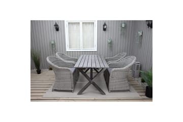 Udendørs møbelgruppe 150 cm Bord & 4 Belize grå stole Grå - Grå - Havemøbler - Udendørsgruppe - Havesæt