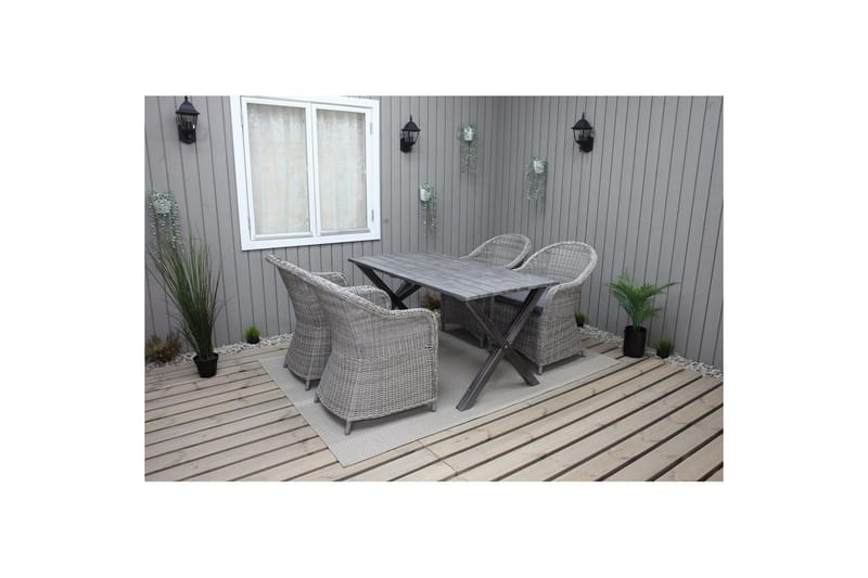 Udendørs møbelgruppe 150 cm Bord & 4 Belize grå stole Grå - Grå - Havemøbler - Udendørsgruppe - Havesæt