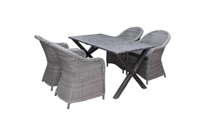 Udendørs møbelgruppe 150 cm Bord & 4 Belize grå stole Grå - Grå - Havemøbler - Balkon - Balkonmøbler - Altansæt