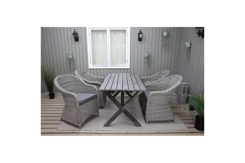 Udendørs møbelgruppe 150 cm Bord & 4 Belize grå stole Grå - Grå - Havemøbler - Balkon - Balkonmøbler - Altansæt