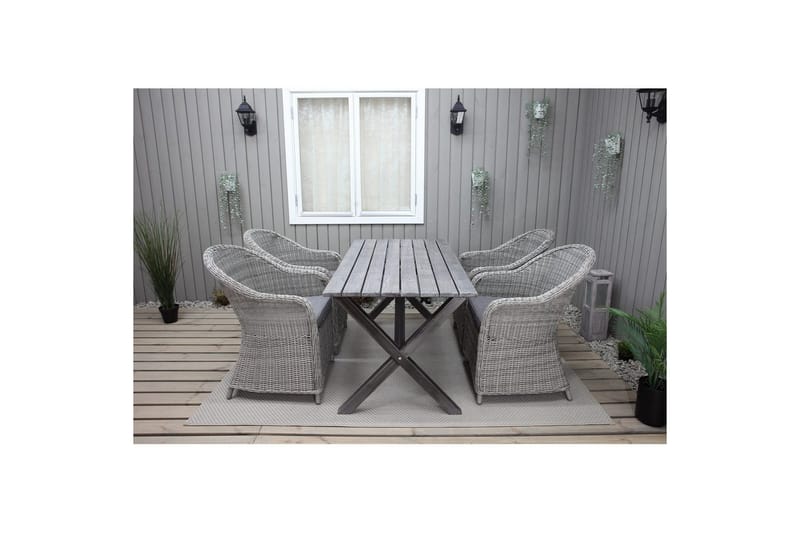 Udendørs møbelgruppe 150 cm Bord & 4 Belize grå stole Grå - Grå - Havemøbler - Balkon - Balkonmøbler - Altansæt