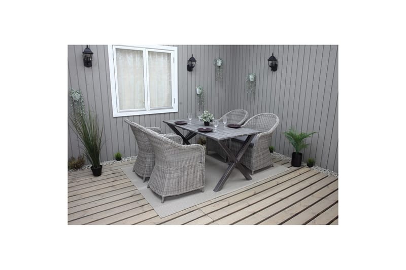 Udendørs møbelgruppe 150 cm Bord & 4 Belize grå stole Grå - Grå - Havemøbler - Balkon - Balkonmøbler - Altansæt
